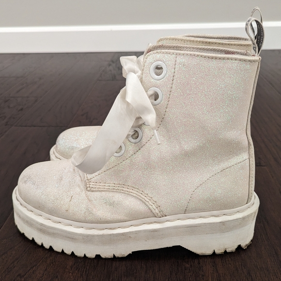 DOC MARTENS Molly Glitter platform lace-up combat boots size 11 - Picture 11 of 14